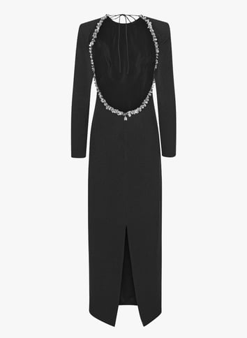 Fitted backless long dress ROTATE Black